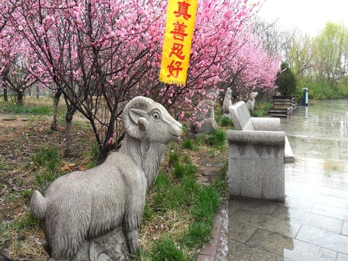 Image for article ​Carteles y banderas proclaman las buenas noticias sobre Falun Dafa en sitios turísticos en China (Fotos)