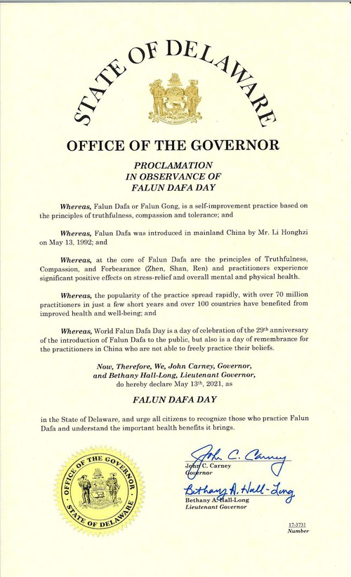 Image for article Delaware: el Gobernador proclama el 13 de Mayo 