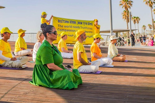Image for article Tel Aviv, Israel: El público elogia los valores de Falun Dafa de Verdad, Benevolencia y Tolerancia