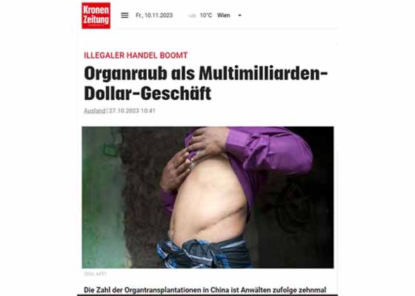 Image for article Austria: Informe de los medios de comunicación sobre la sustracción forzada de órganos: 