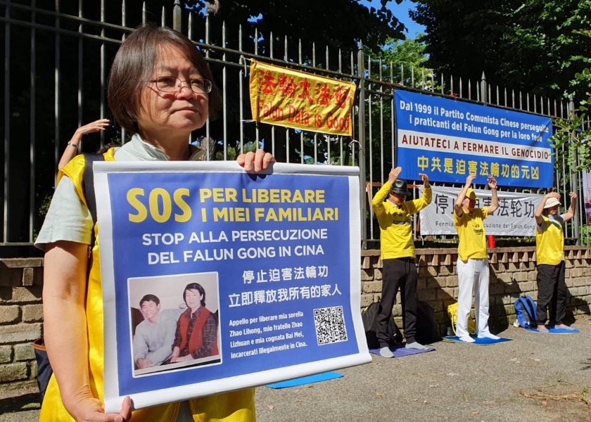 Image for article Italia: Manifestación frente a la Embajada de China protesta por el arresto de practicantes de Falun Dafa