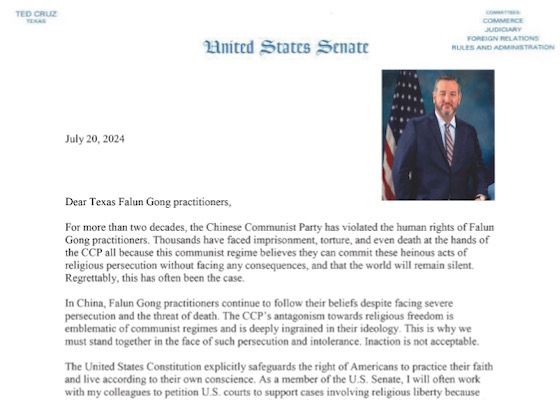 Image for article Estados Unidos: El senador Ted Cruz condena la persecución a Falun Gong por parte del régimen comunista chino