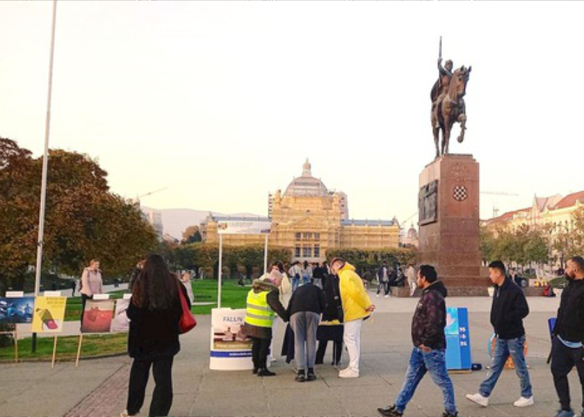 Image for article Croacia: la gente condena la persecución a Falun Dafa en el Día de la Información en Zagreb