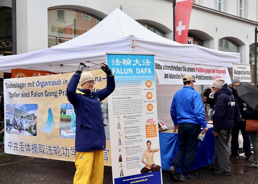 Image for article Alemania: Residentes y turistas condenan la persecución a Falun Dafa durante un evento en el lago Constanza (Parte 2)