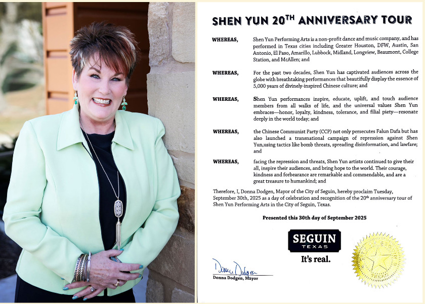 Image for article Texas: Alcaldesa de Seguin emite proclamación para Shen Yun