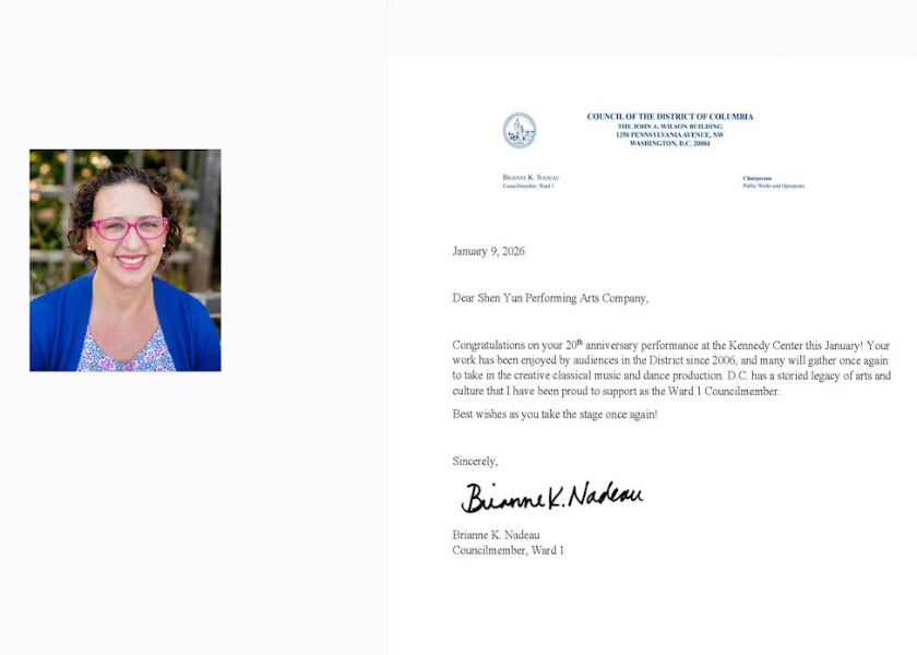 Image for article Washington, D. C.: Concejala felicita a Shen Yun por sus próximos espectáculos en el Kennedy Center
