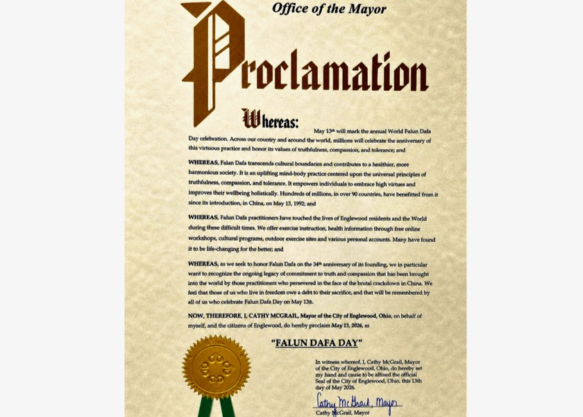 Image for article Tres ciudades de Ohio emiten Proclamaciones para conmemorar el Día Mundial de Falun Dafa